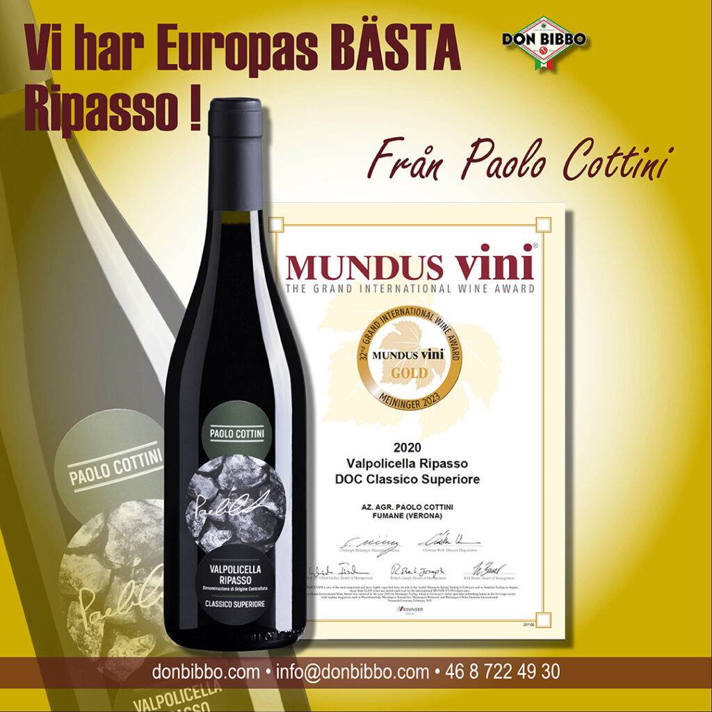 Paolo Cottins vin får utmärkelse på ProWine mässan mars 2023